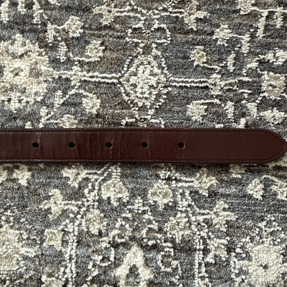 Vintage 70s ETIENNE AIGNER Womens S Handmade Leather Brass Belt Oxblood RARE
